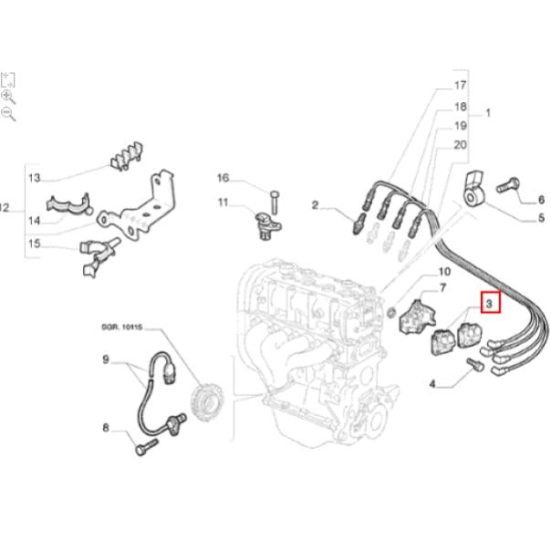 Bobina de encendido original Fiat Idea, Siena, Strada, Uno y Palio (OEM: 55189636)