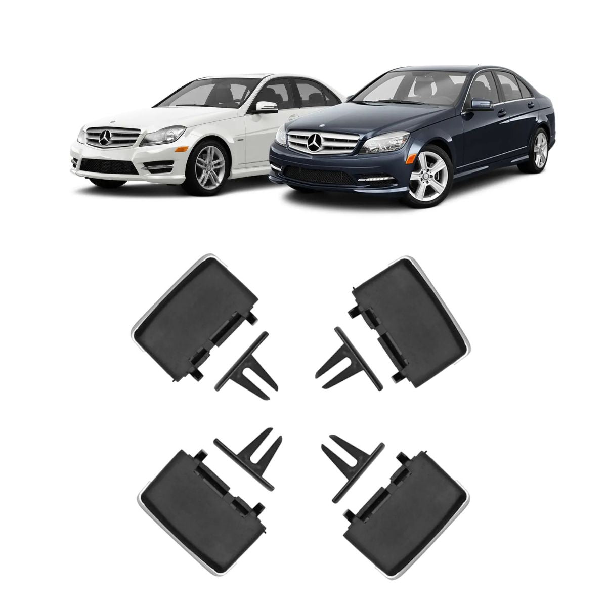Kit de clips para difusor de aire Mercedes C180 C200 2007-11 color plata