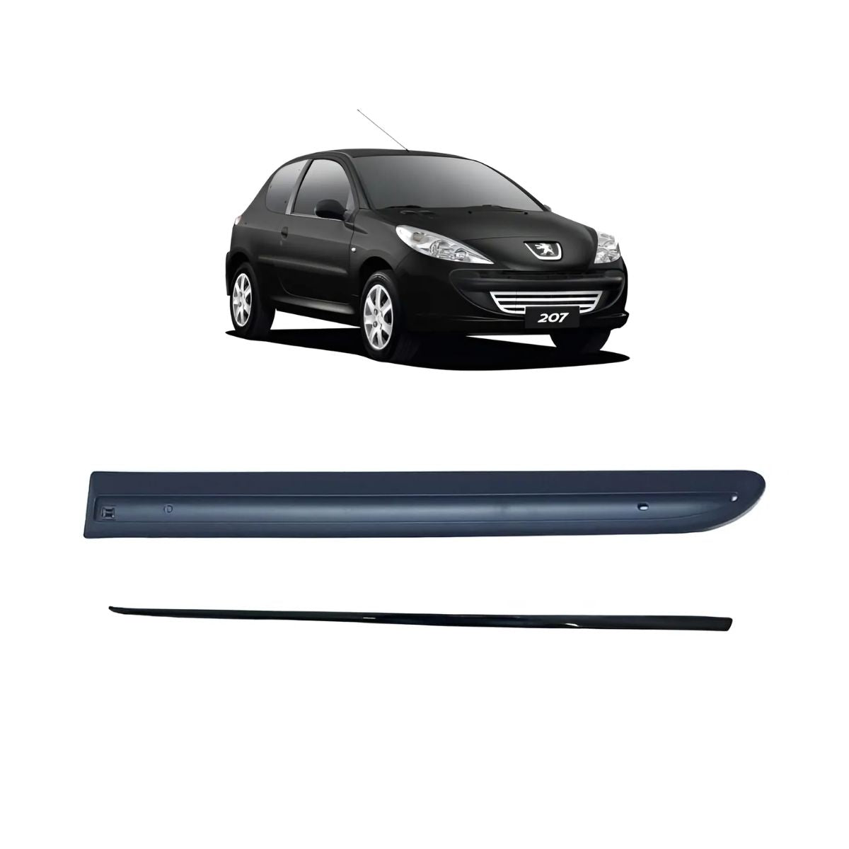 Moldura de puerta + moldura cromada trasera izquierda Peugeot 207 (OEM: 1606457580)