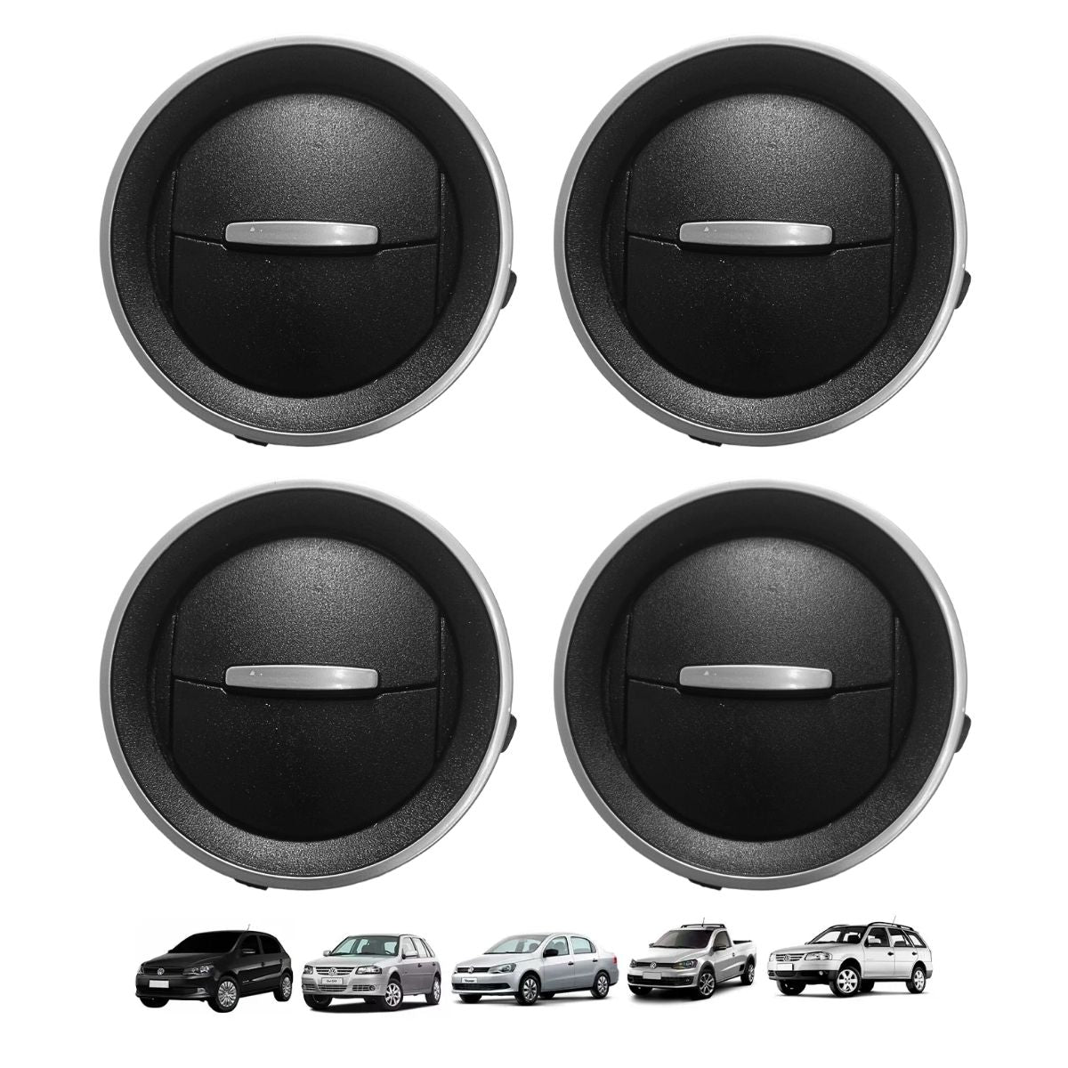 Kit 4 Difusores de Aire Color Plata para Gol, Voyage, Parati y Saveiro G4 G5 G6