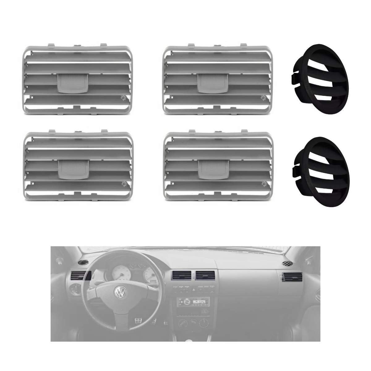 Kit 6 Rejillas Difusor Aire Tablero Gol Saveiro Parati G3
