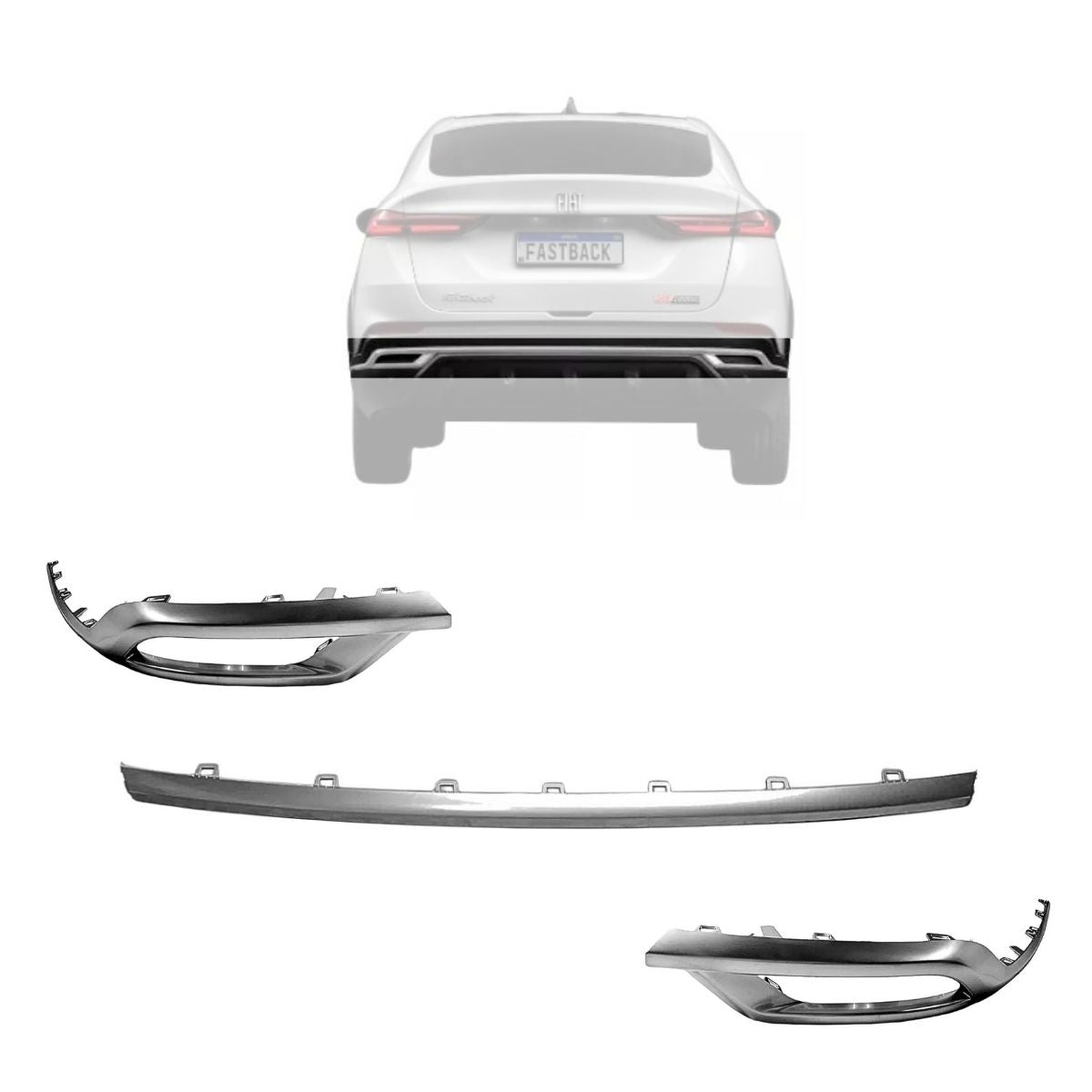 Kit de moldura inferior de parachoques trasero para Fastback (OEM: 100274970 100275229 100275230)