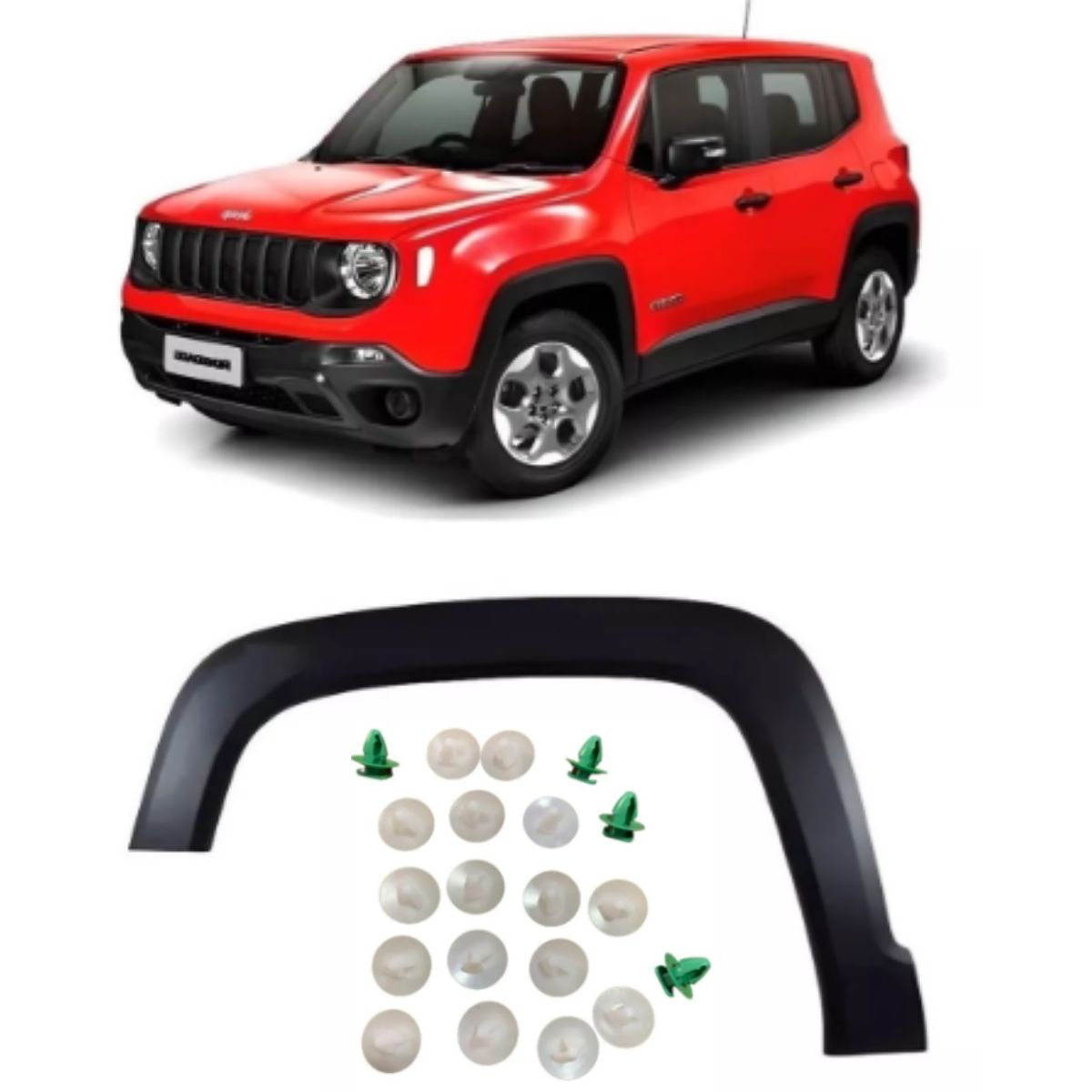 Kit moldura tapabarro delantero izquierdo + 20 bujes Renegade (OEM: 7092467)