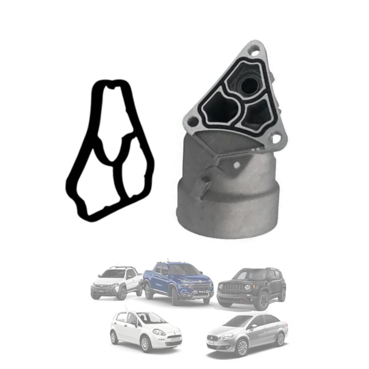 Kit Soporte Filtro Aceite Motor con Empaquetadura Argo Palio Punto Strada (OEM: 55255434 55231652)
