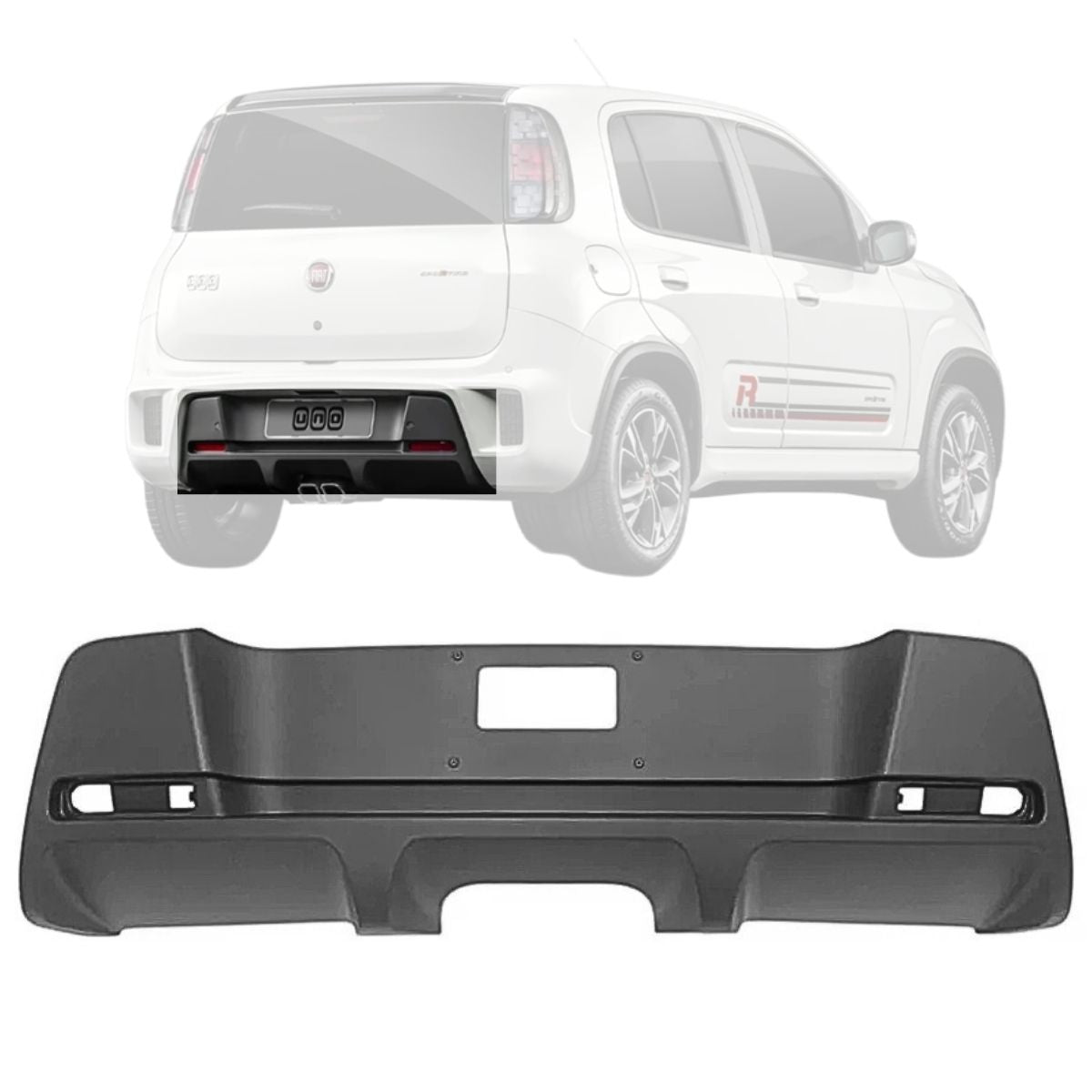 Moldura Parachoques Trasero Fiat Novo Uno Sporting Original (OEM: 100219778)