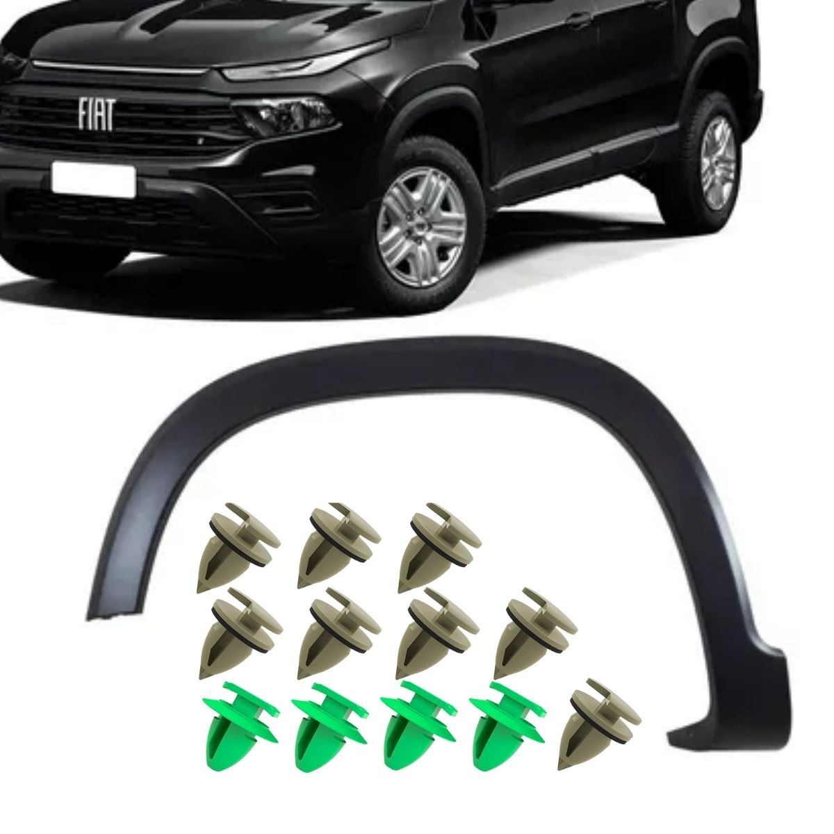 Moldura Tapabarro Delantera Izquierda con Bujes Fiat Toro 2020-2025 (OEM: 100230656)