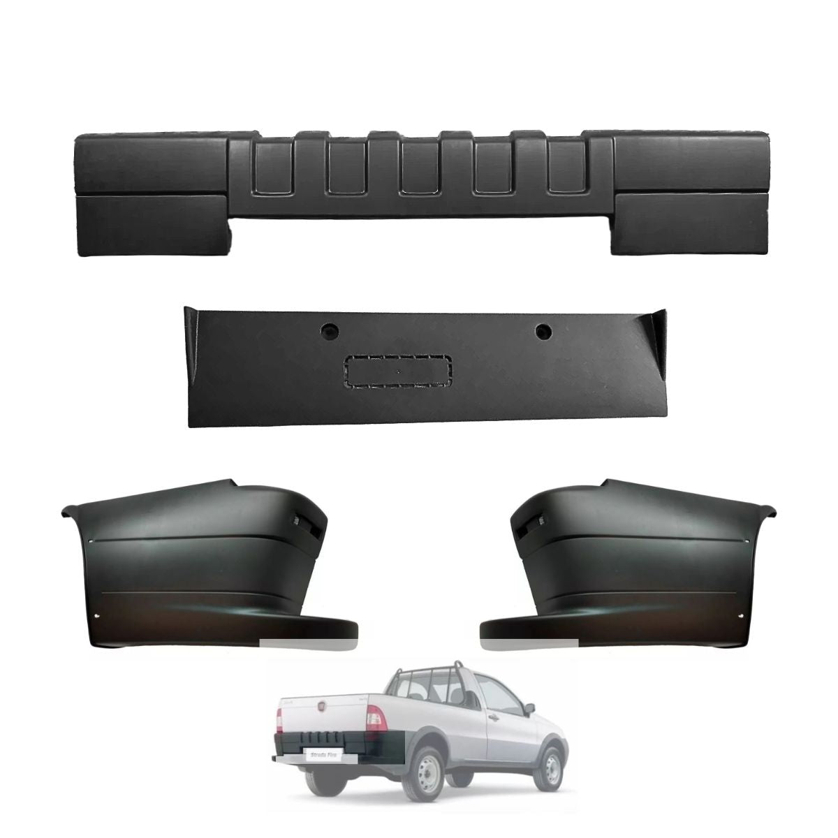Moldura Tapa Pick-up con Soporte de Patente y Punteras para Strada Fire (OEM: 735380273, 735380698, 735381068, 735380692)