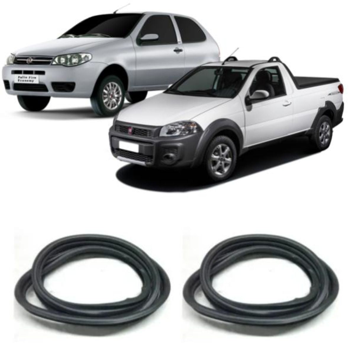 Par de burletes de puerta delantera Fiat Palio Strada 1996-2020 (OEM: 51938603 51938600)