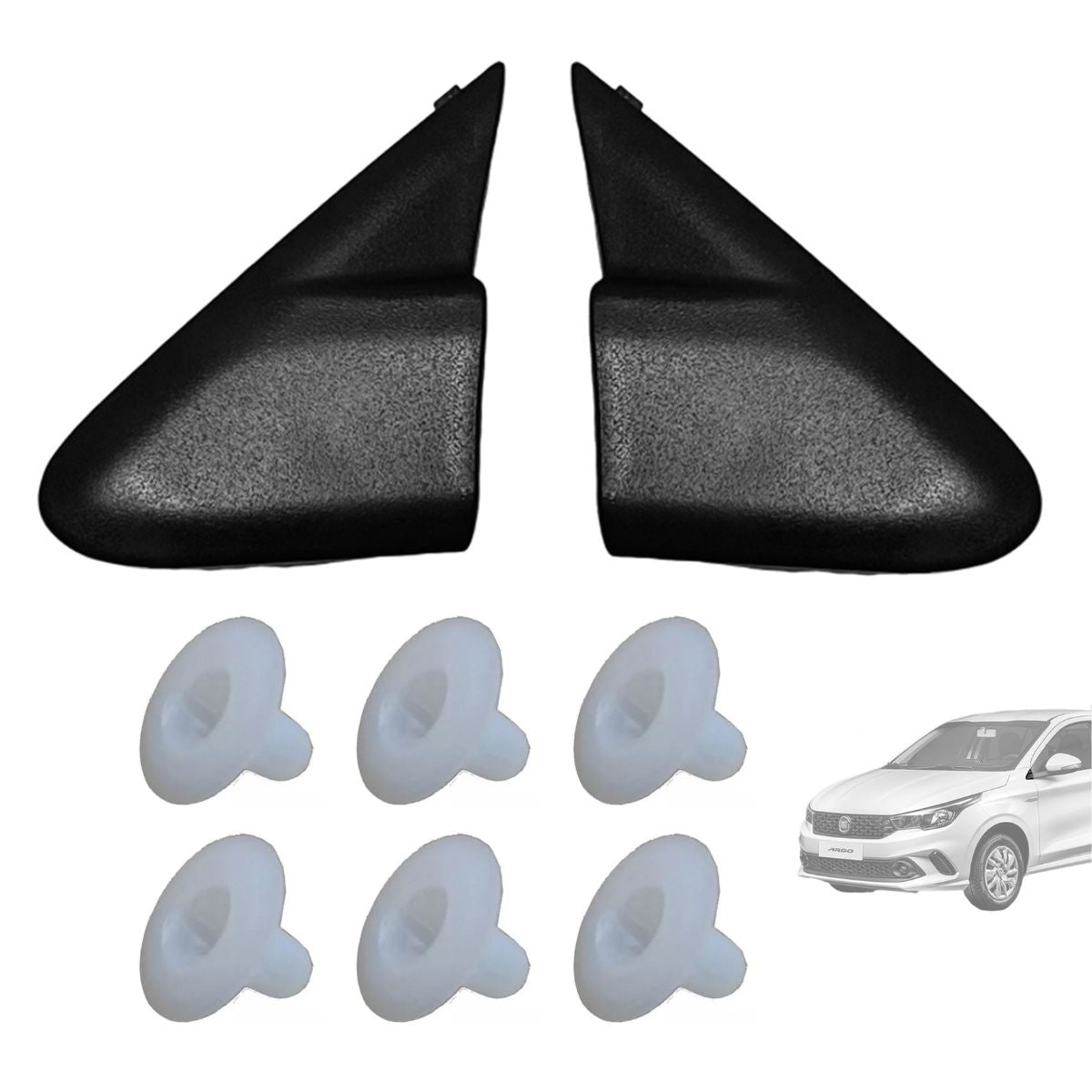 Par de molduras para espejo retrovisor con kit de clips Fiat Argo Cronos (OEM: 100244870 100244868 82419455)