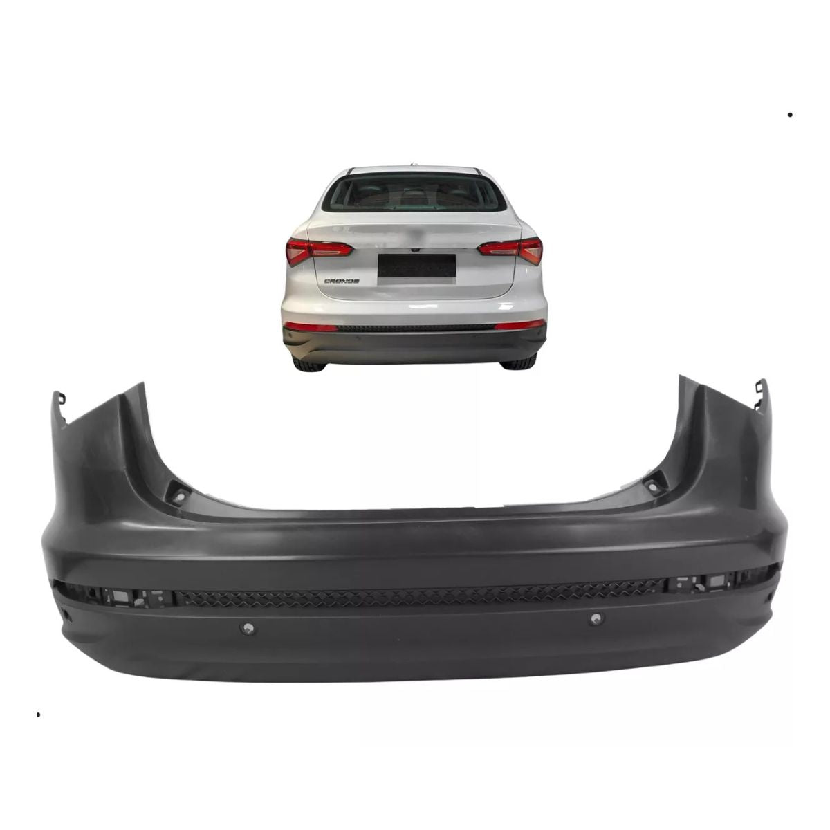 Parachoques Trasero con Orificio para Sensor Fiat Cronos 2018-2025 (OEM: 100247956 7091187)