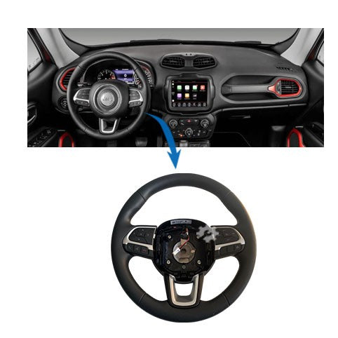 Volante con Paddle Shift y comandos de radio con cableado eléctrico plata para Renegade 2018 (OEM: 100249815)